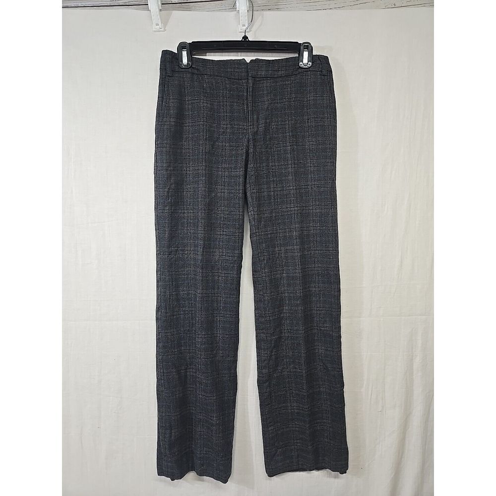 Banana Republic Martin Fit Stretch Wool Pants Women's 2 Plaid Straight Leg Lined